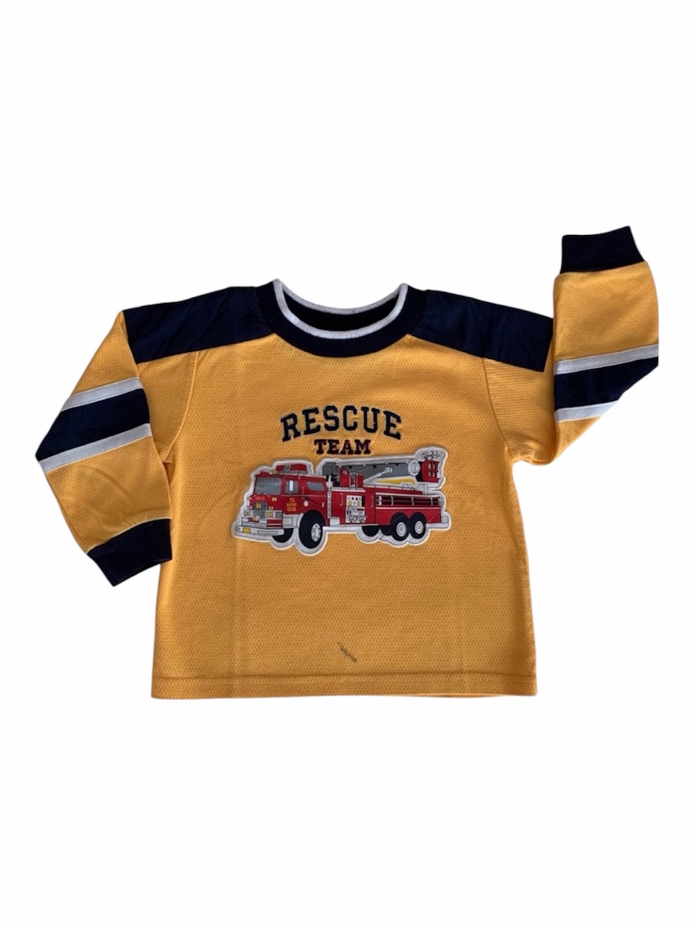 B. T. Kids Firetruck Shirt Boys 4T Yellow Rescue Team Pullover Long Sleeve